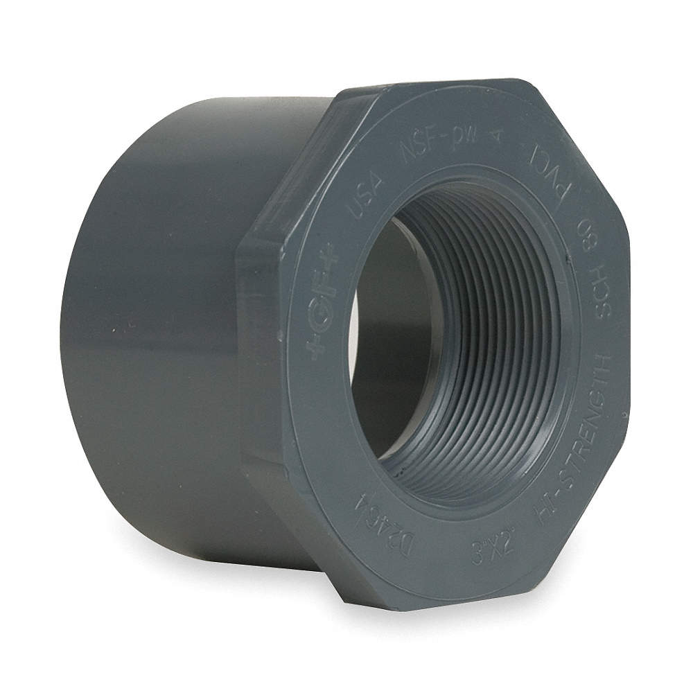 Schedule 40 PVC Reducer Bushing SPG/Thread 1-1/2" x 3/4"