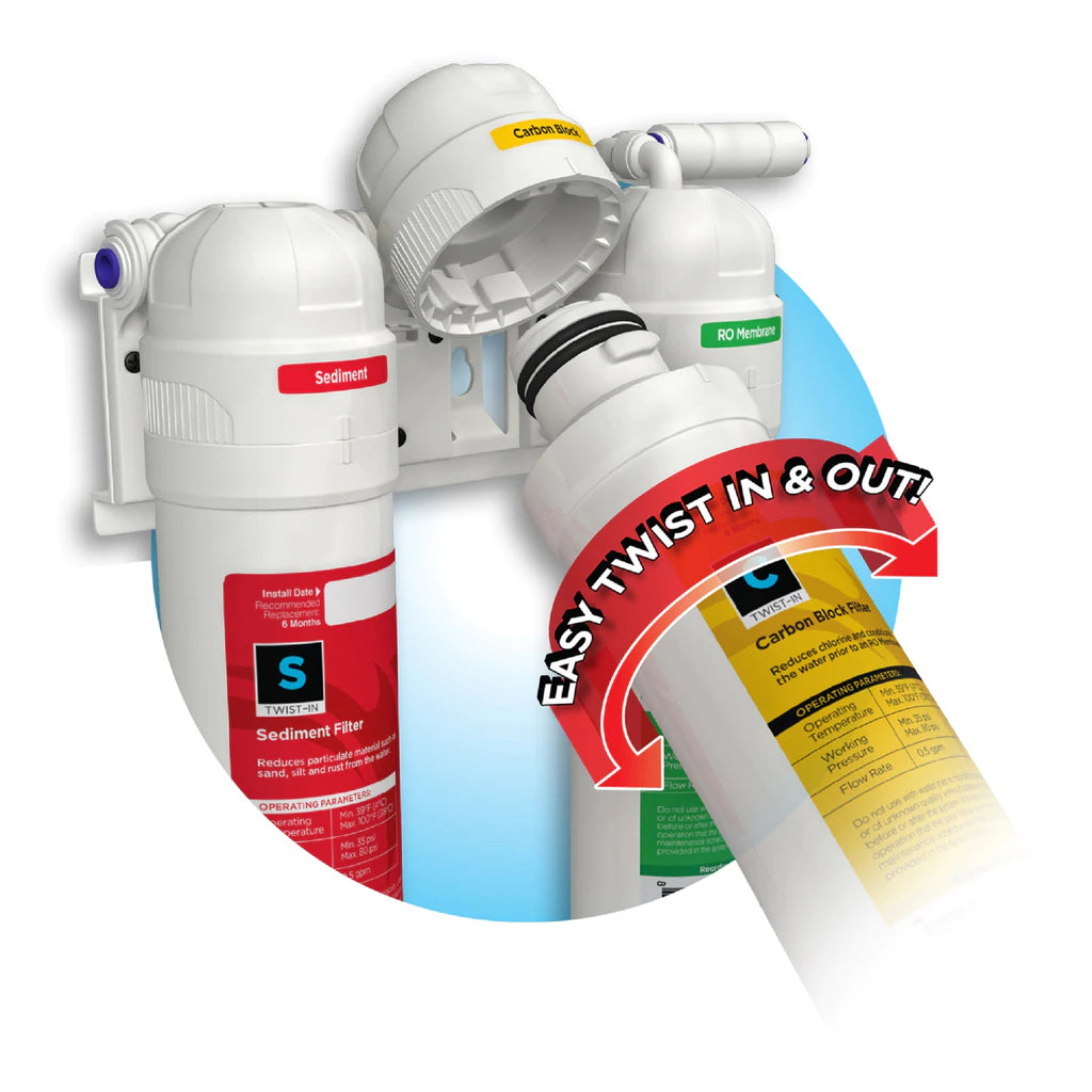 AquaticLife Twist-In 100 GPD, 4-Stage RO/DI Unit