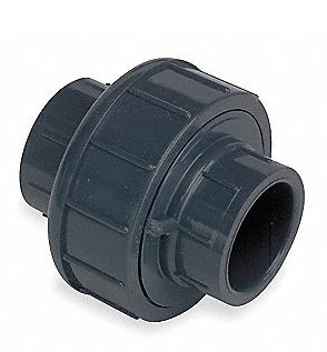 GF Piping SCH80 PVC Union Fitting Socket Grey 1-1/2"